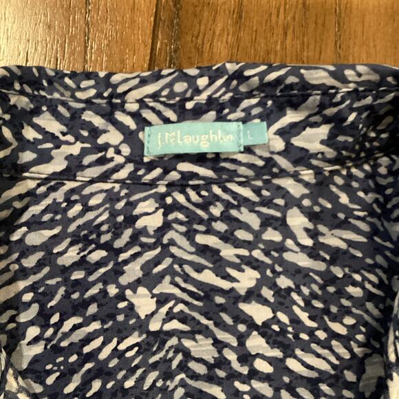 J. McLaughlin Arissa Shirt dress collared Cap Sleeve Popover blue Beatriz Spot L - Picture 8 of 8